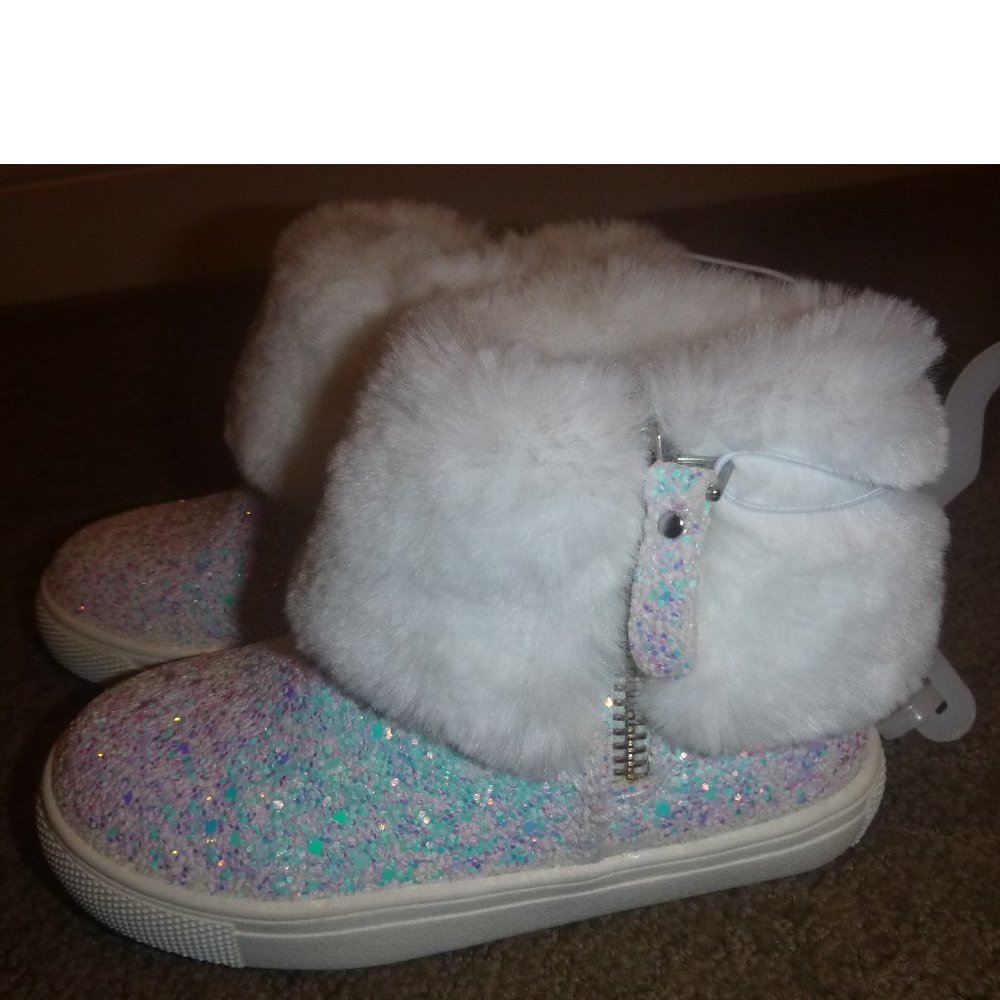 Baby Toddler Falls Creek ELSA Glitter & Fur Boots Booties Size 5 6 7 10  NWT